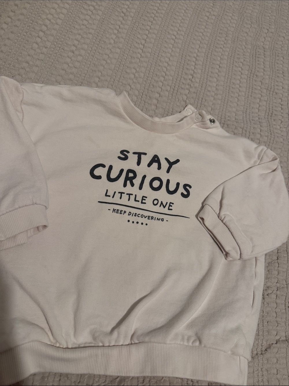 H&M Cream Kids Sweatshirt with 'Stay Curious' Print